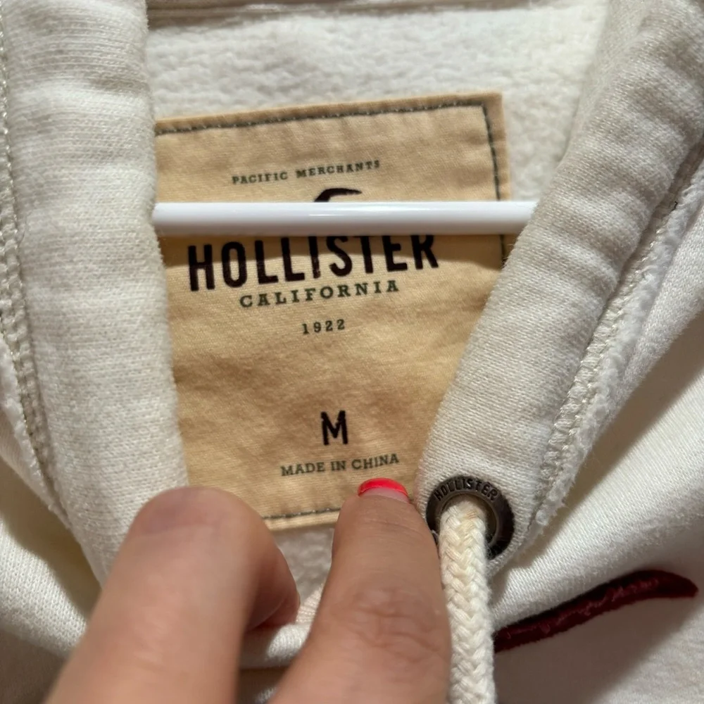 HOLLISTER Women’s Vintage Hooded Hoodie Drawstring Sweatshirt - white, size M - Picture 2 of 4